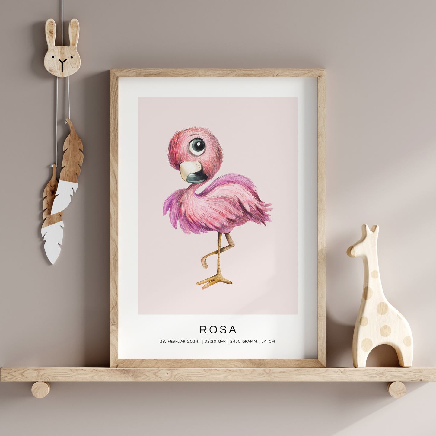 Kunstdruck Flamingo personalisiert