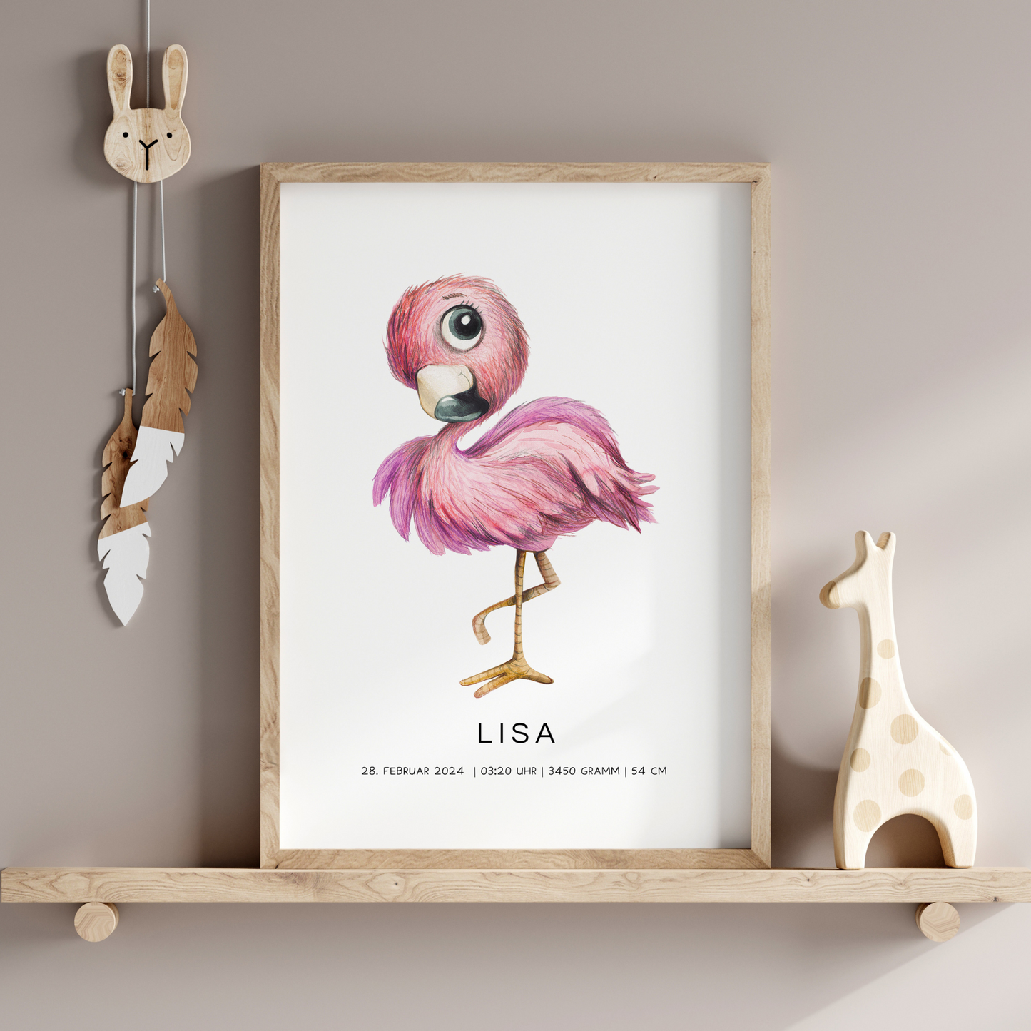 Kinderbild Flamingo personalisiert